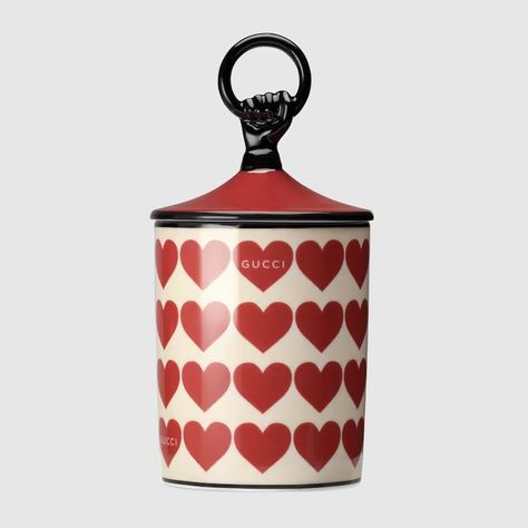 Shop the Gucci hearts print candle, Freesia scent in red at GUCCI.COM. Enjoy Free Shipping and Complimentary Gift Wrapping. Printed Candles, Gucci Store, Hearts Print, Paraffin Wax, Luxury Accessories, Scented Candle, Heart Print, Scented Candles, Scents