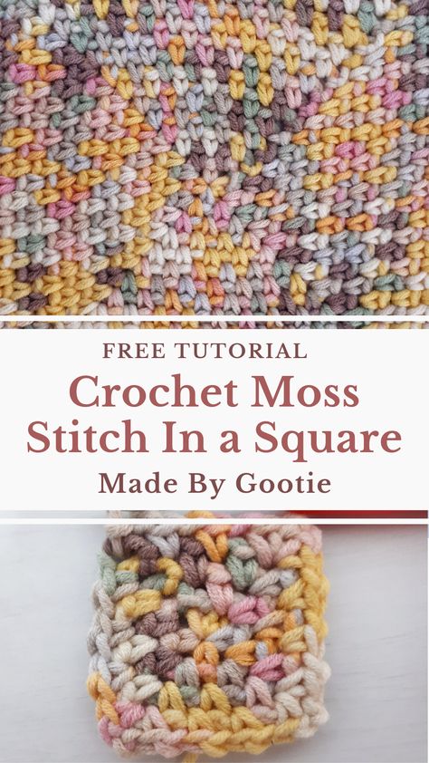 Crochet Moss Stitch, Crochet Moss, Crochet Idea, Popular Crochet, Crochet Ruffle, Linen Stitch, Patterns Ideas, Moss Stitch, Crochet Square Patterns