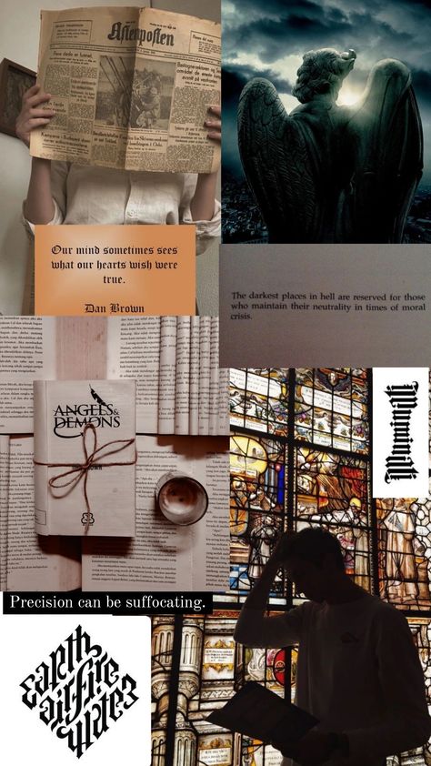 Dan Brown Books Aesthetic, Dan Brown Aesthetic, Angels And Demons Aesthetic, Angels And Demons Dan Brown, Demon And Angel Love Aesthetic, Angel And Demon Aesthetic, Angels And Demons Quotes, Novels Aesthetic, Dan Brown Books