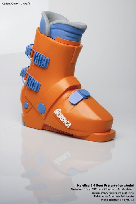 Nordica Ski Boot Model by Callum Oliver at Coroflot.com Ski Boot, Retro Ski, Ski Posters, Ski Fashion, Vintage Ski, Snow Skiing, Ski Boots, Model Making, Sports Gear