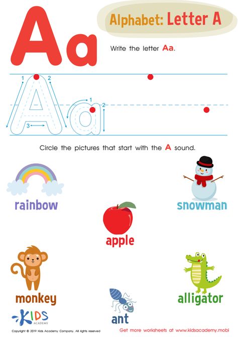 Help your students learn to write, read, and identify the correct words with this letter «A» activity worksheet for preschoolers. Your child is sure to have a good time learning letters, whether it is for the first time or not! Letter A Practice Worksheets, Letter A Worksheet, Letter A Search Worksheet, A-z Writing Worksheet, Words Starts With Letter A Worksheet, Alphabet Fill In The Blank Worksheet, Workbook Layout, Preschool Alphabet Letters, Distance Formula