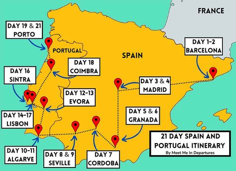 How Many Days in Spain and Portugal? 11 Spain And Portugal Itinerary 10 Days, Portugal Itinerary, Spain Tour, Moorish Architecture, Alhambra Palace, Spain Itinerary, Park Güell, Spain Portugal, Easy Day