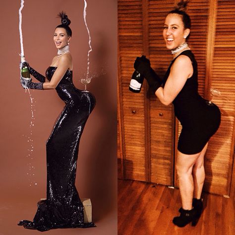 Going as Kim Kardashian because it includes a bottle of champagne. TSM. Kim K Halloween Costumes, Kardashian Costume, Kim Kardashian Costume, Kardashian Halloween Costume, Kim Kardashian Halloween, Badass Halloween Costumes, 80s Halloween Costumes, Easy Couple Halloween Costumes, Clueless Halloween Costume