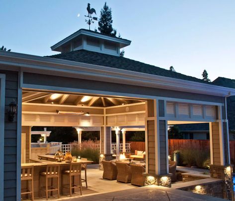 Gazebo Bar, Gazebo Design, Pavilion Plans, Modern Gazebo, Gazebo Ideas, Modern Outdoor Kitchen, Outdoor Kitchen Plans, Backyard Gazebo, Backyard Pavilion