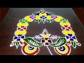 Sankranthi Ratham Muggu Desgins With Dots || Pongal Ratham || Easy Rangoli || Fashion World - YouTube Radam Rangoli Designs, Radham Muggu With Dots, Ratham Muggu Rangoli Designs, Radham Muggu, Ratham Muggu, Pongal Kolam, Muggulu Designs, Very Easy Rangoli Designs, Peacock Rangoli