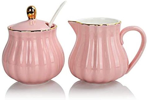 Afternoon Tea Set, Sugar And Creamer Set, Coffee Serving, Estilo Real, Sugar Jar, Sugar Bowls And Creamers, Theme Color, Pink Sugar, Teapots And Cups