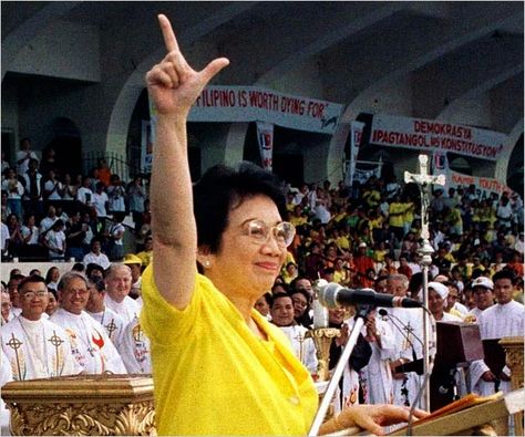 cory aquino: laban (fight) <3 People Power Revolution Philippines, Edsa People Power Revolution, Edsa Revolution, Revolutionary Aesthetic, Cory Aquino, Philippine Presidents, People Power Revolution, Filipino History, Geologic Time Scale