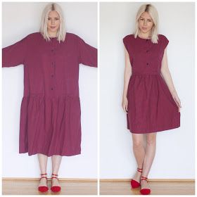 Dress Transformation, Fashion Mistakes Woman, Red Striped Dress, Red Plaid Dress, Upcycle Sewing, Repurposed Clothing, Altering Clothes, Recycle Clothes, Chambray Dress