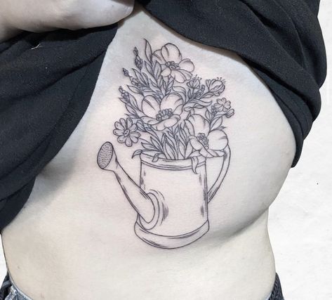 Watering Can Tattoo, Can Tattoo, Basic Tattoos, Tattoos For Lovers, Water Flowers, Tattoo You, Watering Can, Flower Tattoos, Future Tattoos