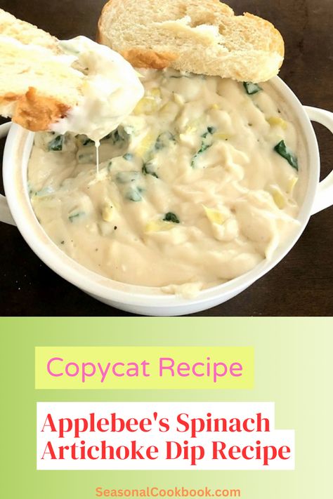 Copycat Recipe for Applebee's Spinach Artichoke Dip that tastes EXACTLY LIKE THE RESTAURANT VERSION. Easy step-by-step recipe that anyone can make at home! Copycat Applebees Spinach Dip, Applebees Spinach Dip, Applebee's Spinach Artichoke Dip, Cream Cheese Spinach, Spinach Artichoke Dip Recipe, Artichoke Dip Recipe, Cheese Cubes, Spinach Artichoke Dip, Spinach Dip