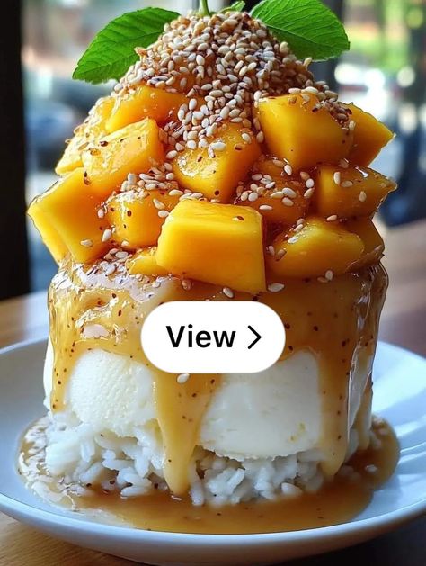 Lemon8 · Mango Sticky Rice Pudding Tower: A Tropical Deligh · @🩷Mihav ميهاف Mango Rice Pudding, Sticky Rice Pudding, Mango Rice, Mango Sticky Rice, Sticky Rice, Rice Pudding, Mango, Rice, Tower