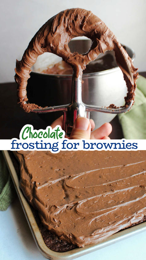 Do you want to make the perfect fudgy chocolate frosting for brownies? If you do, you are in the right place. This simple recipe results in a frosting that is fudgier than buttercream, smooth, and delicious. Homemade Brownie Frosting, Easy Chocolate Frosting For Brownies, Chocolate Frosting Brownies, Brownie Icing Recipe Easy, Brownies With Icing Homemade, Best Brownie Frosting, Brownie Icing Easy, Frosting For Brownies Easy, Icing For Brownies Easy