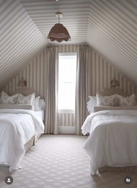 Bunk Room With Slanted Ceiling, Paneled Ceiling Bedroom, Coastal Kids Bedroom, Book Loft, Wainscoting Panels, Bunk Bed Designs, Kids Interior Room, Cottage Interiors, Dreamy Bedrooms