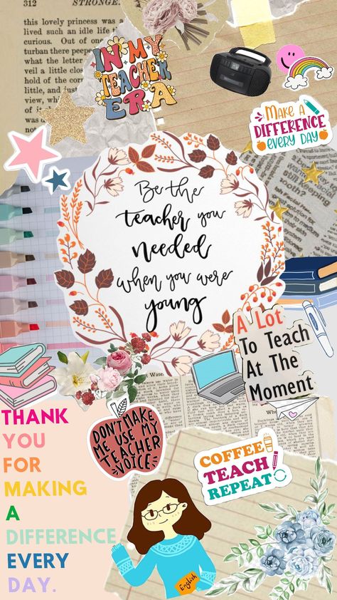 #teachers #teachersday #collagewallpaper #school #teachercore Future Teacher Wallpaper, Aesthetic Female Wallpaper, Teacher Background Wallpapers, Teacher Aesthetic Female, Female Wallpaper, Teacher Wallpaper, Aesthetic Female, Teacher Aesthetic, Motivational Stickers