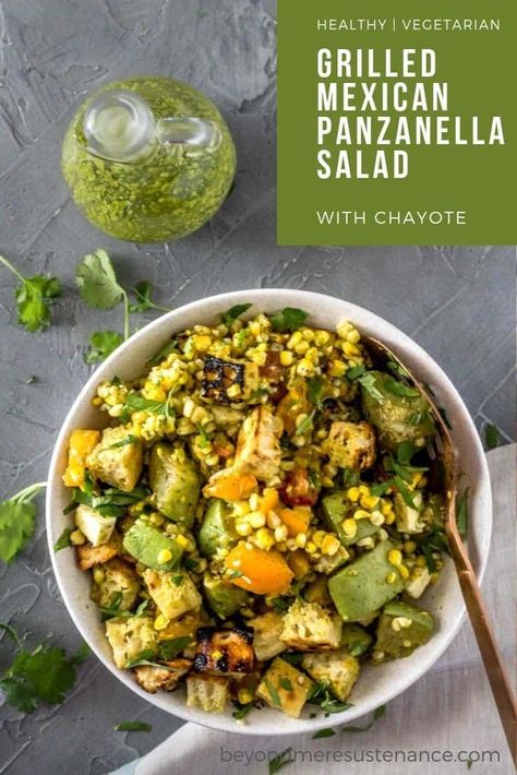 Chayote Recipes, Cilantro Lime Vinaigrette, Panzanella Salad, Salad Easy, Lime Vinaigrette, Grilled Bread, Peach Salad, Bread Salad, Barefoot Contessa