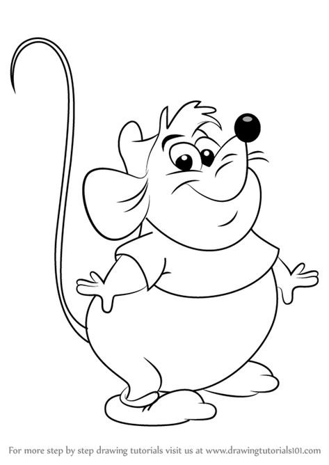 Learn How to Draw Gus from Cinderella (Cinderella) Step by Step : Drawing Tutorials Cinderella Animals, Mouse From Cinderella, Gus From Cinderella, Cinderella Drawing, Animal Line Art, Cinderella Coloring Pages, Cinderella Mice, Disney Character Drawings, Animals Drawing