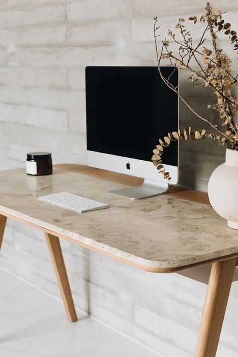 DRAFT DESK KUNIS BRESCIA | Marble Desks | MAAMI HOME Minimal Office Desk, Work Office Decor Ideas, Marble Top Desk, Minimalist Office Desk, Marble Office, Wood Desk Top, Contemporary Office Desk, Minimal Desk, Marble Desk