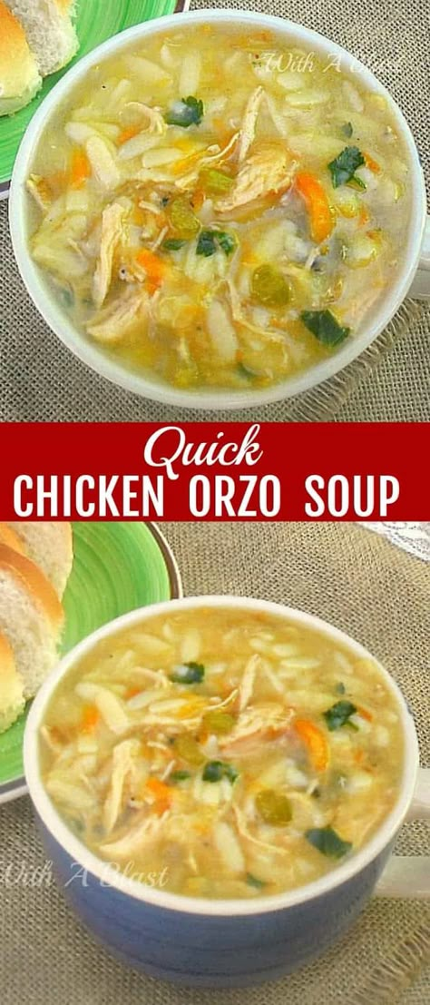 Soup Comfort, Pasta Soup Recipes, Orzo Soup Recipes, Quick Soup Recipes, Quick Soup, Orzo Soup, Orzo Recipes, Chicken Orzo Soup, Chicken Orzo