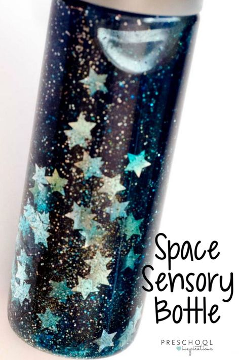 Diy With Kids, Calm Down Jar, Calm Down Bottle, Discovery Bottles, Sensory Bottle, Sensory Bottles, Sensory Room, Baby Sensory, Space Theme