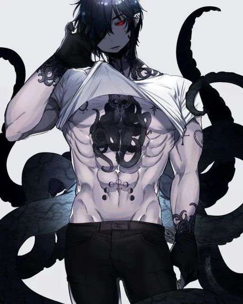 Hot Monster Art, Monster Boy, Yandere Characters, Anime Demon Boy, Dark Anime Guys, Anime Guys Shirtless, Fantasy Creatures Art, Character Design Male, Handsome Anime Guys