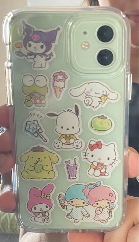 Sanrio Stickers Phone Case, Sanrio Phone Case Diy, Phone Case My Melody, Puffy Stickers Phone Case, Hello Kitty Phone Case Diy, Keroppi Phone Case, Cinnamoroll Phone Case, My Melody Phone Case, Pompompurin Phone Case