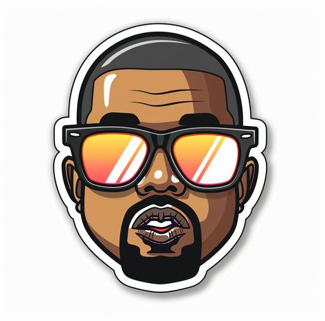 #VectorSticker #KanyeWest #BigSunglasses #SurprisedExpression #CuteCartoonStyle #SimpleLines #BoldOutlines #CharacterConcept #TheCandie Kanye West Cartoon, Surprised Expression, Inspirational Digital Art, Big Sunglasses, Cartoon Style, Simple Lines, Kanye West, Iphone Background, Character Concept