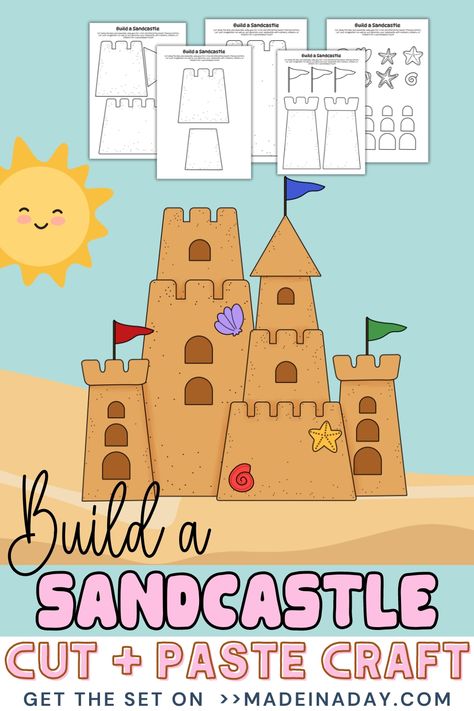 Get ready to unleash your creativity with this fun Build a Sandcastle Cut and Paste Activity! These fun sandcastle coloring pages will transport you to the sandy shores of a beach where you can design your dream sandcastle. With various shapes and sizes to choose from, you'll have endless possibilities in creating the ultimate sandcastle masterpiece. Cardboard Forts, Fun Summer Crafts, Camping Packing List, Library Activities, Vbs Ideas, Summer Camps For Kids, Kids Cuts, Shapes Activities, Sandy Shores