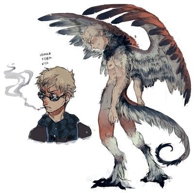 Cryptid Oc, Winged People, Hybrid Cat, Hybrid Art, Humanoid Creatures, Fantasy Creatures Art, Mythical Creatures Art, Creature Concept Art, Creature Concept