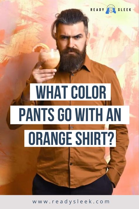 Want to rock an orange shirt but not sure what pants to wear with it? Check out our latest blog post for expert tips and outfit ideas! Image From Deposit Photos #Pants #OrangeShirt #outfits Orange Shirt Outfit Men Casual, Rust Shirt Outfit Men, Orange Pants Outfit Men, Orange Sweater Outfit Men, Dark Orange Outfit, Orange Shirt Outfit Men, Tan Shirt Outfit, Shirt Combination Men, Orange Shirt Outfit