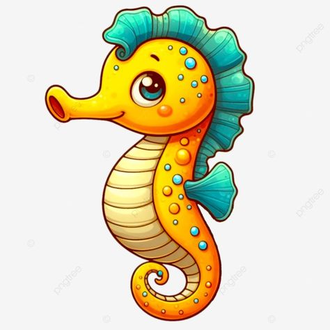 Cute Seahorse, Png Images, Yellow