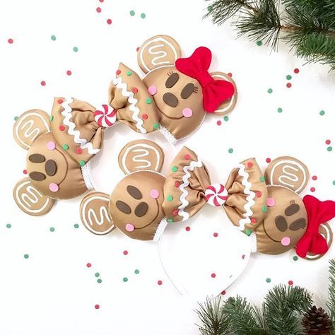 Gingerbread Ears are a Holiday Must-Have Disneyland Mickey Ears, Christmas Mickey Ears Diy, Christmas Disney Ears, Gingerbread Dress, Ear Ideas, Diy Disney Ears, Disney Diy Crafts, Disneyland Ears, Diy Mickey Ears