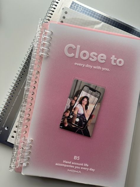 my picture! Do not repost it!-  💌 - le sserafim aesthetic photocard kpop cute pink notebooks Kpop Notebook, School Folders Aesthetic, Aesthetic Folder, School Folders, Pink Notebook, School Motivation, Aesthetic Photography, Cute Pink, Book Aesthetic