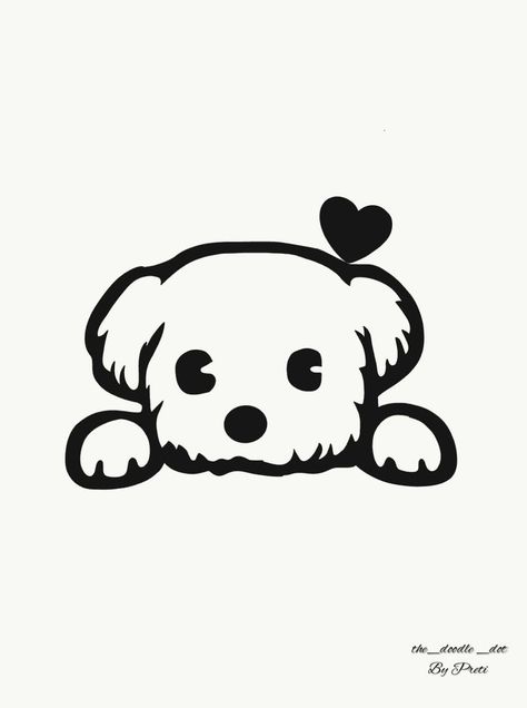 Cute Puppy Cartoon Drawings, Cute Drawings Dogs Easy, Puppy Drawings Easy, Dog Line Drawing Simple, Pet Drawings Easy, Dog Black And White Drawing, Doodle Dog Drawing, Cartoon Dog Tattoo, Cute Dog Drawing Easy