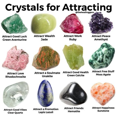 The Healing Gem | Crystal Shop on Instagram: “Woohoo it’s Friday! 🥳 What better way to start the day and enter into the weekend working with a crystal that will help you attract…” Crystal Healing Chart, Crystal Vibes, Crystal Aesthetic, Crystal Guide, Crystals Healing Properties, Spiritual Crystals, Herbal Magic, Types Of Crystals, Pretty Rocks