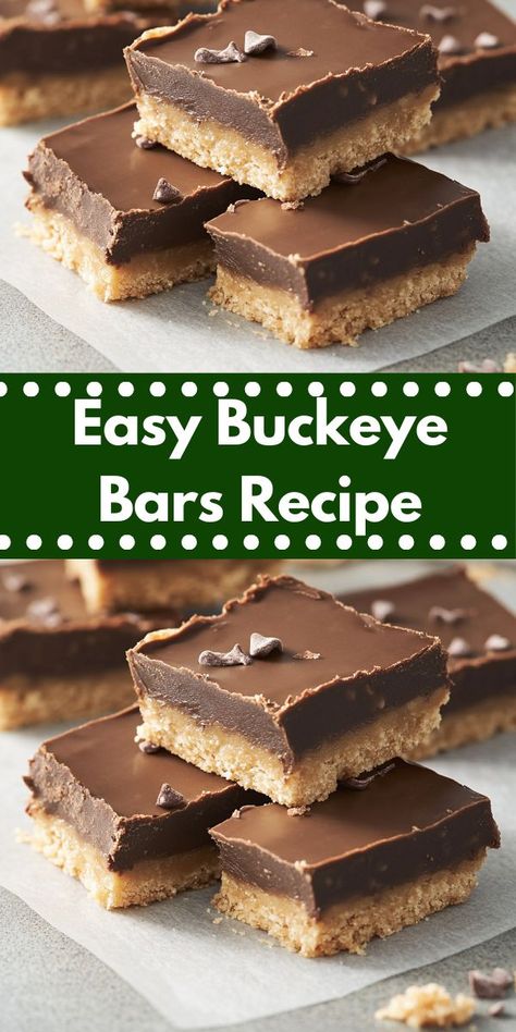 Need a sweet finish to your family dinner? This Buckeye Bars Recipe delivers a perfect blend of chocolate and peanut butter. It's a fun and simple dessert that will surely impress your guests! Buckeye Bars Recipe, Buckeye Bars, Buckeye Cookies, Buckeyes Recipe, Easy Bar Recipes, Joy Of Baking, Christmas Baking Recipes, Chocolate And Peanut Butter, Card Party