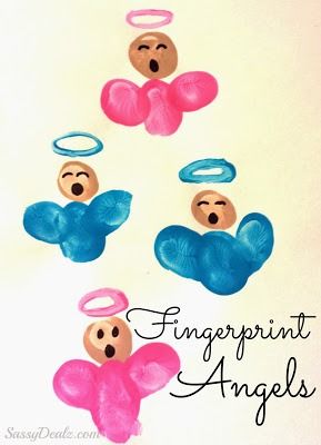 Make fun fingerprint angels for a kids craft! It's a great christmas art project that can be made into cards. Reindeers Christmas, Trees Lights, Fingerprint Art, Christmas Art Projects, Christmas Crafts For Kids To Make, Minimal Christmas, Angel Crafts, Crafts Christmas, Holiday Gift Tags