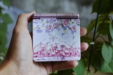 Gameboy Advance SP: Fuji and Blossoms done for customer Link to buy in bio Custom Gameboy, Gameboy Advance Sp, Gameboy Color, Big Tv, Headphones Bluetooth, Pocket Game, Retro Gadgets, Gameboy Advance, Color Games