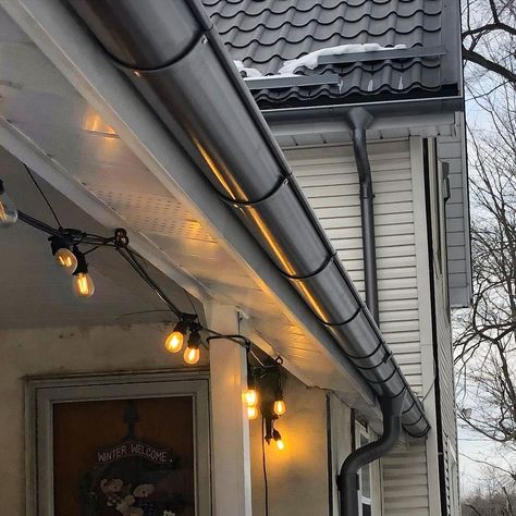 Revivaline Inc.’s Instagram profile post: “6” Lindab anthracite metallic half round steel gutters with matching snow guards😊 #lindabgutters #lindab #halfroundgutters #steelgutters…” Cobblestone House, Gutter Profiles, Track Lighting, Instagram Profile, Ceiling Lights, Instagram