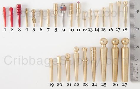 Variety of Cribbage Peg styles available at CribbageSupply.com #cribbagepegs cribbage pegs, cribbage peg products, cribbage peg metals, cribbage pegs boxes, cribbage peg storage, black cribbage pegs, brass cribbage pegs, silver cribbage pegs, cribbage gifts #cribbage #cribbageboard #cribbagepeg Large Cribbage Board, Cribbage Table, Cribbage Board Template, Cedar Wood Projects, Cribbage Pegs, Custom Cribbage Board, Cnc Router Projects, Classic Card Games, Router Projects