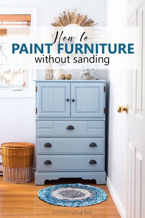 This tutorial on how to paint a dresser without sanding will make you want to upcycle all your furniture. The DIY chalk-style paint tall dresser makeover would be perfect for a coastal style cottage, boy's room or nursery. Tall Dresser Makeover, Remodeling Furniture, Paint Furniture Without Sanding, Paint A Dresser, Repainting Furniture, Paint Dresser, Chic Dresser, Painting Wood Furniture, How To Paint Furniture