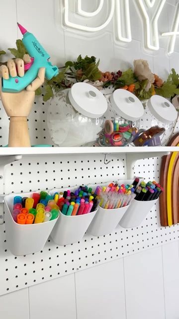 Dollar Tree Plastic Candy Jar With Lid Ideas, Dollar Tree Candy Jar Ideas, Dollar Tree Pegboard Ideas, Dollar Tree Pegboard, Diy Cricut Crafts, Diy Vinyl Storage, Pegboard Shelves, Candy Jars Diy, Flea Market Crafts