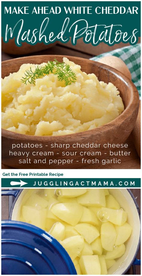 Mashed Potatoes With Sour Cream, Potatoes With Sour Cream, White Cheddar Mashed Potatoes, Cheddar Mashed Potatoes, Buttery Potatoes, Holiday Dinner Recipes, Cheddar Potatoes, Seasoned Potatoes, Creamed Potatoes