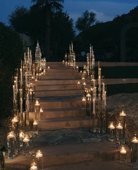 Candle Lighting At Wedding, Candle Aesthetic Wedding, Night Outdoor Wedding Decor, Night Time Ceremony Wedding Ideas, Circle Wedding Aisle, Dreamy Reception Decor, Night Wedding Ceremony Indoor, Outdoor Chic Wedding, Wedding Outside Lights