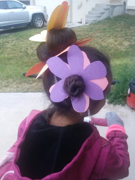 Crazy hair day Flowers and butterflies Flower Crazy Hair Day, Camp Camp, Crazy Hair Day, Wacky Hair, Crazy Day, Flowers And Butterflies, Crazy Hair Days, Crazy Hair