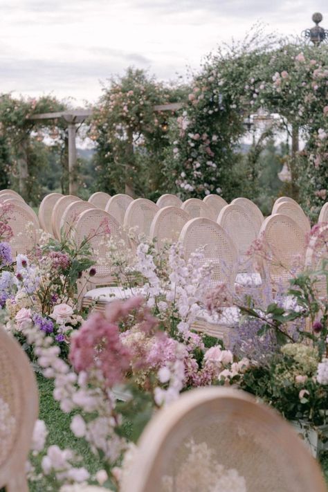 Floral Aisles Are Trending in 2024 Roses Lavender, Dried Roses, Romantic Wedding Ceremony, Ceremony Florals, Fairy Wedding, Garden Party Wedding, Future Wedding Plans, Pastel Wedding, Luxury Weddings