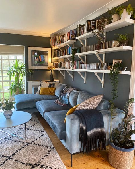 Book Shelves Living Room, Book Shelves Kids, Book Shelves Nursery, Living Room Book Shelves, Unique Book Shelf, Book Shelves Aesthetic, Shelves Over Couch, Shelf Above Couch, Book Storage Ideas