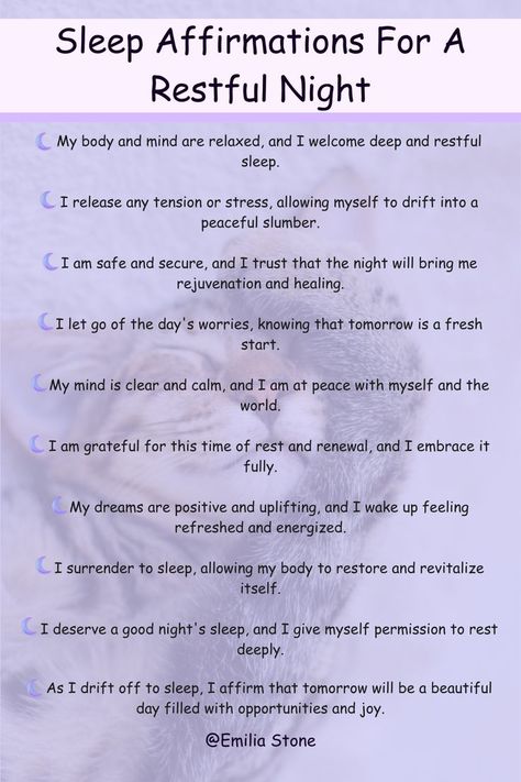 Repeat these sleep affirmations before bedtime to create a positive and relaxing mindset that encourages a restful night's sleep. By affirming these positive statements, you can promote a sense of peace and relaxation, allowing your body and mind to enter into a state of deep rest and rejuvenation. Sleep Affirmations, Deep Rest, Healing Quotes Spiritual, Positive Statements, Meditation Methods, Sleep Dream, Affirmations For Happiness, Before Sleep, Morning Affirmations