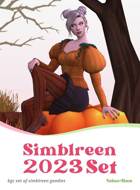 Simblreen 2023 Collection | Patreon Sims 4 Halloween Cc, Sims 4 Halloween, Halloween Inspired Outfits, Fantasy Play, Pumpkin Outfit, Beautiful Pumpkins, Sims 4 Mm, The Sims 4 Download, Sims Four