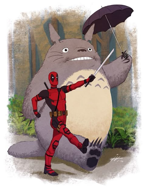 #Deadpool #Fan #Art. (Pool and Totoro) By: Ian-Navarro. (THE * 5 * STÅR * ÅWARD * OF: * AW YEAH, IT'S MAJOR ÅWESOMENESS!!!™)[THANK Ü 4 PINNING<·><]<©>ÅÅÅ+(OB4E) Deadpool Fan Art, Deadpool, Deviantart, Pool, Fan Art, Fan, Art