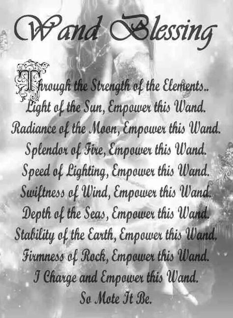 Magickal Tools | The Wand - Wand Blessing ~ As always, your own words and rhymes are much more powerful, although the spells of others will work.  Just be sure to ask the blessings of the Elements when you consecrate your Wand, facing the proper direction when you do. It's up to the practitioner to decide how involved  or simple their ritual is. ~ ad Wiccan Magic, Magic Spell Book, Wiccan Witch, Magick Spells, Eclectic Witch, Wiccan Spell Book, Witchcraft Spell Books, Witch Craft, Witch Spell Book